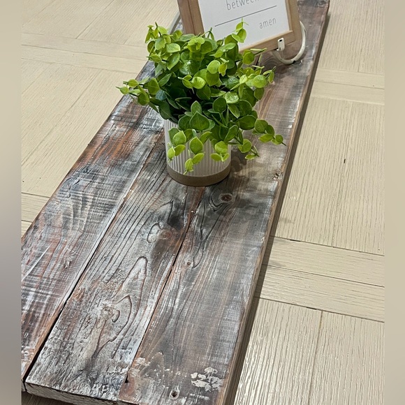 Large Rustic Wood Serving Board Tray Centerpiece-Distressed Torched White - Picture 5 of 11